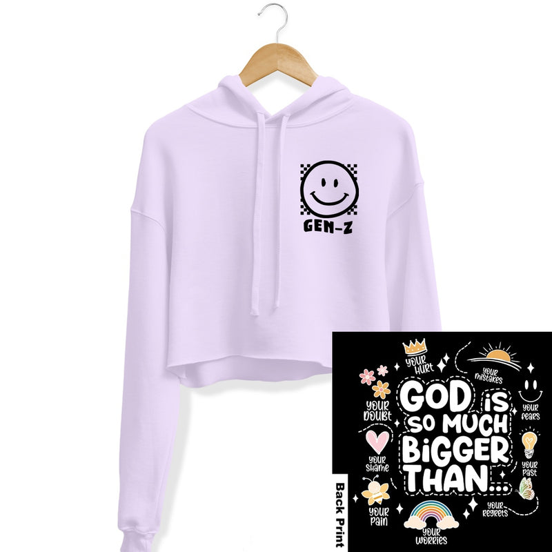 Load image into Gallery viewer, Women&#39;s | God Is So Much Bigger Than | Crop Hoodie
