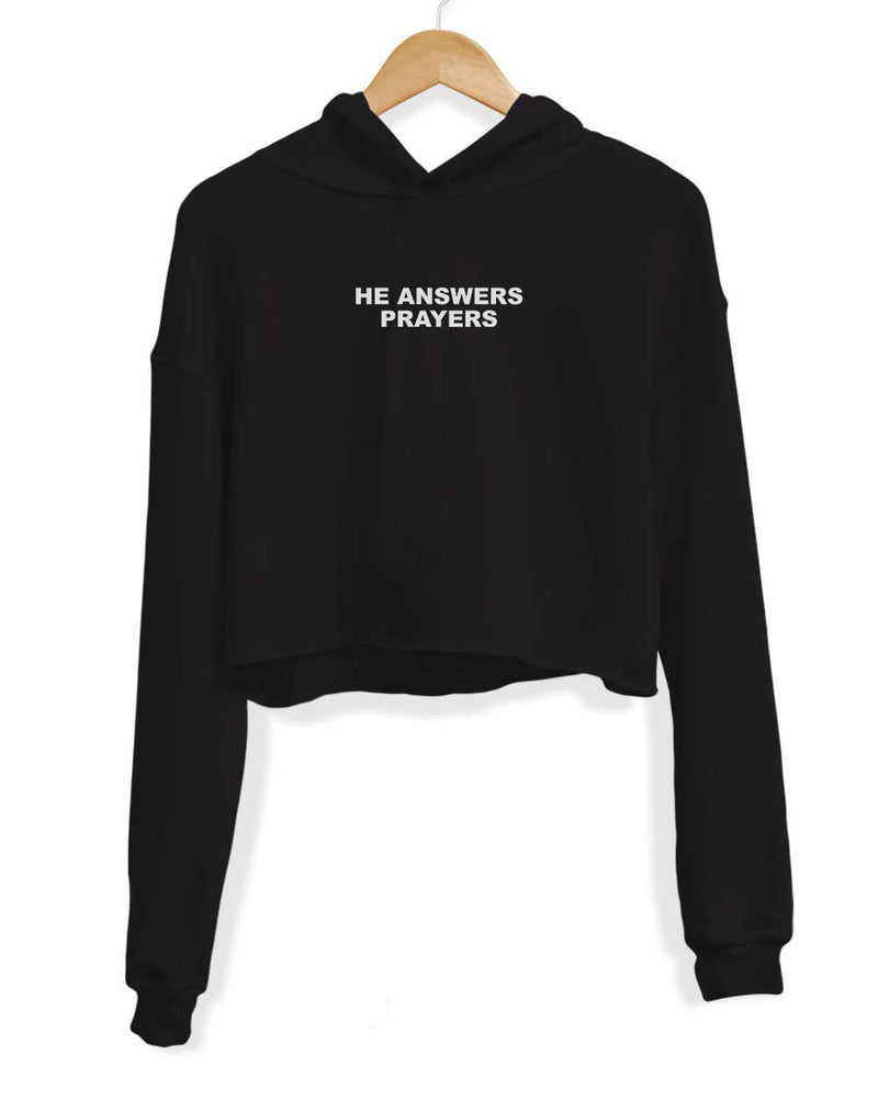 Load image into Gallery viewer, Women&#39;s | He Answers | Crop Hoodie
