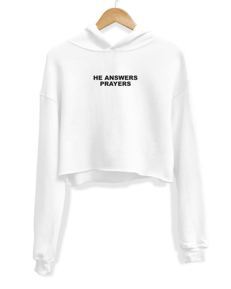 Load image into Gallery viewer, Women&#39;s | He Answers | Crop Hoodie
