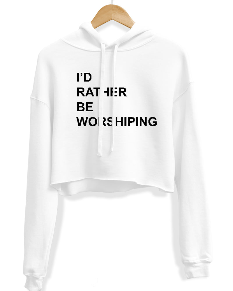 Load image into Gallery viewer, Women&#39;s | I&#39;d Rather Be Worshipping | Crop Hoodie
